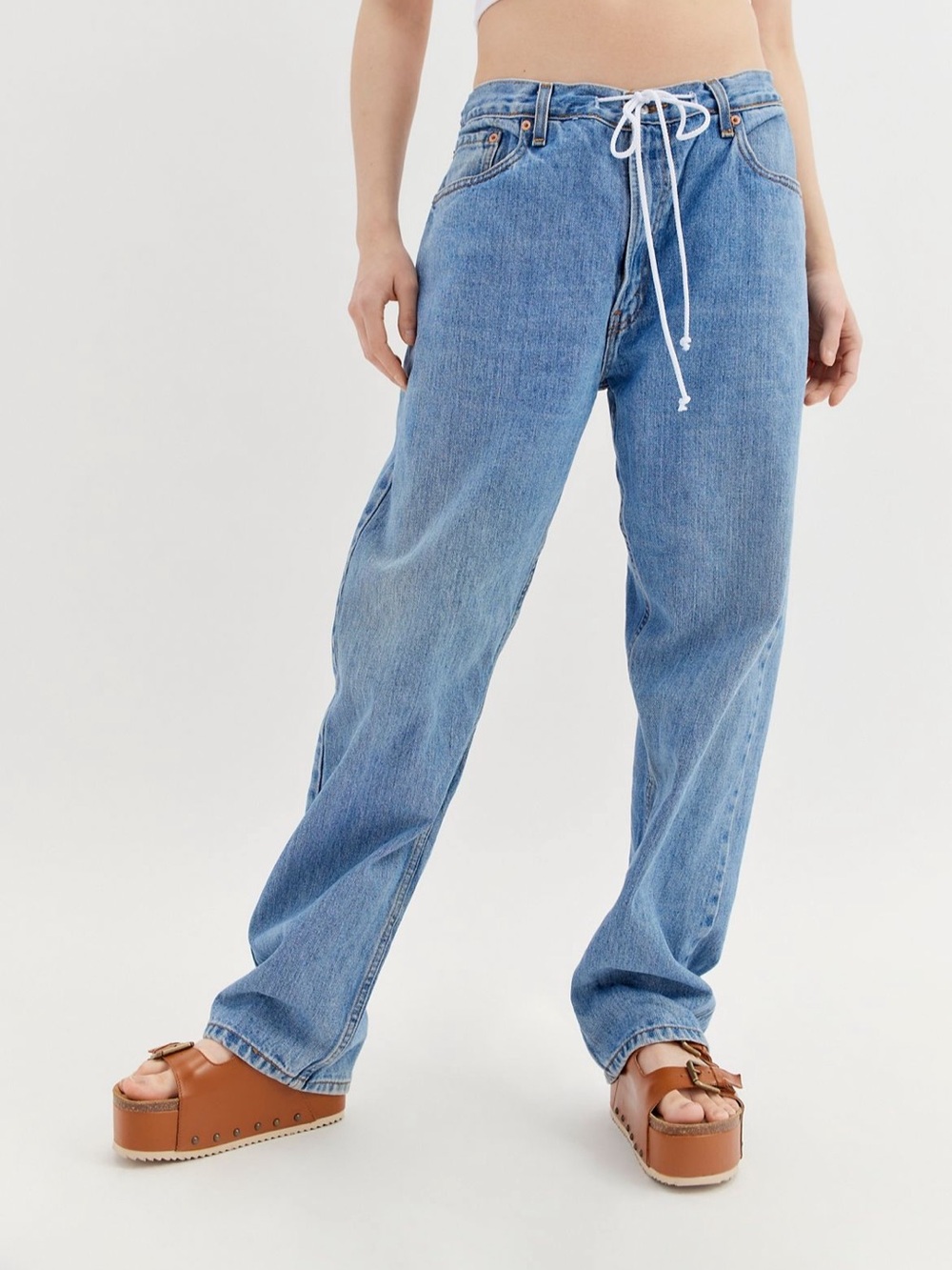 Levi's Light Blue Straight-Leg Jeans with Drawstring